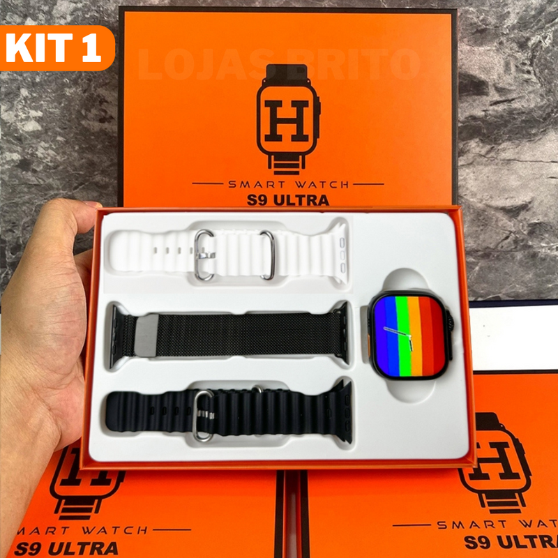 Smartwatch Serie 9 Ultra (Kit - 4 - Pulseiras + Case)